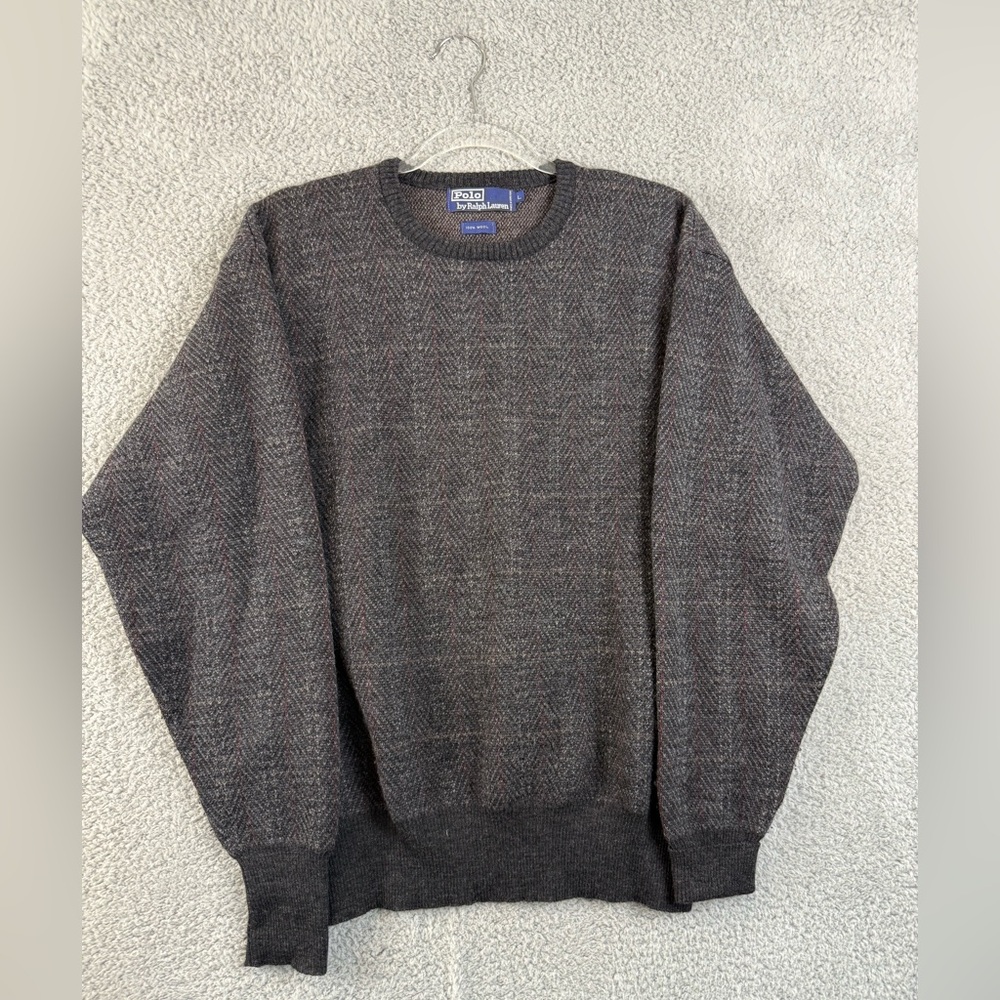 Ralph Lauren Men's Charcoal Crewneck Sweater 100%wool large